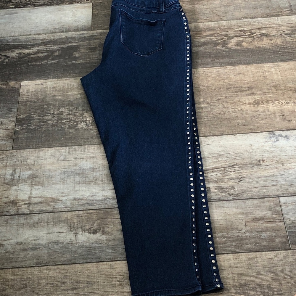 Dark Indigo Straight-Leg Jeans with Side Stud Detail